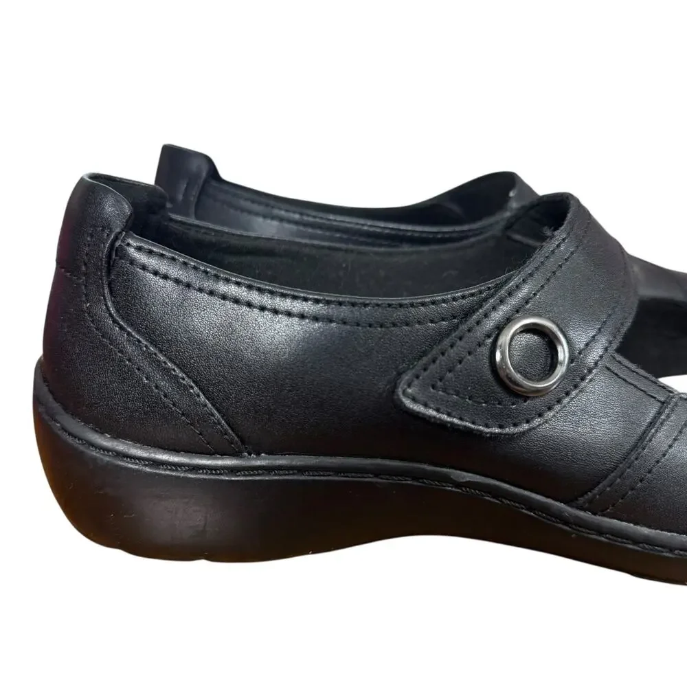 Clarks Collection Cora Dahlia Mary Jane Black Leather Comfort Shoes Loafer 9.5 W